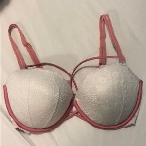 PINK white and pink cross cross bra